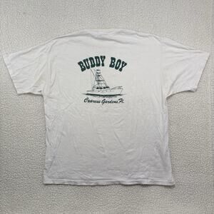 Vtg 90s Buddy Boy Fishing Boat TShirt XXL Single Stitch Cypress Gardens Florida